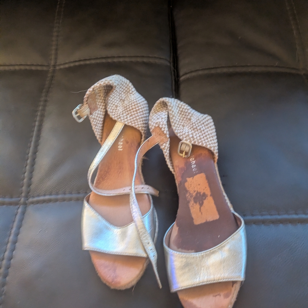 Women's Silver Ankle Strap Sandals